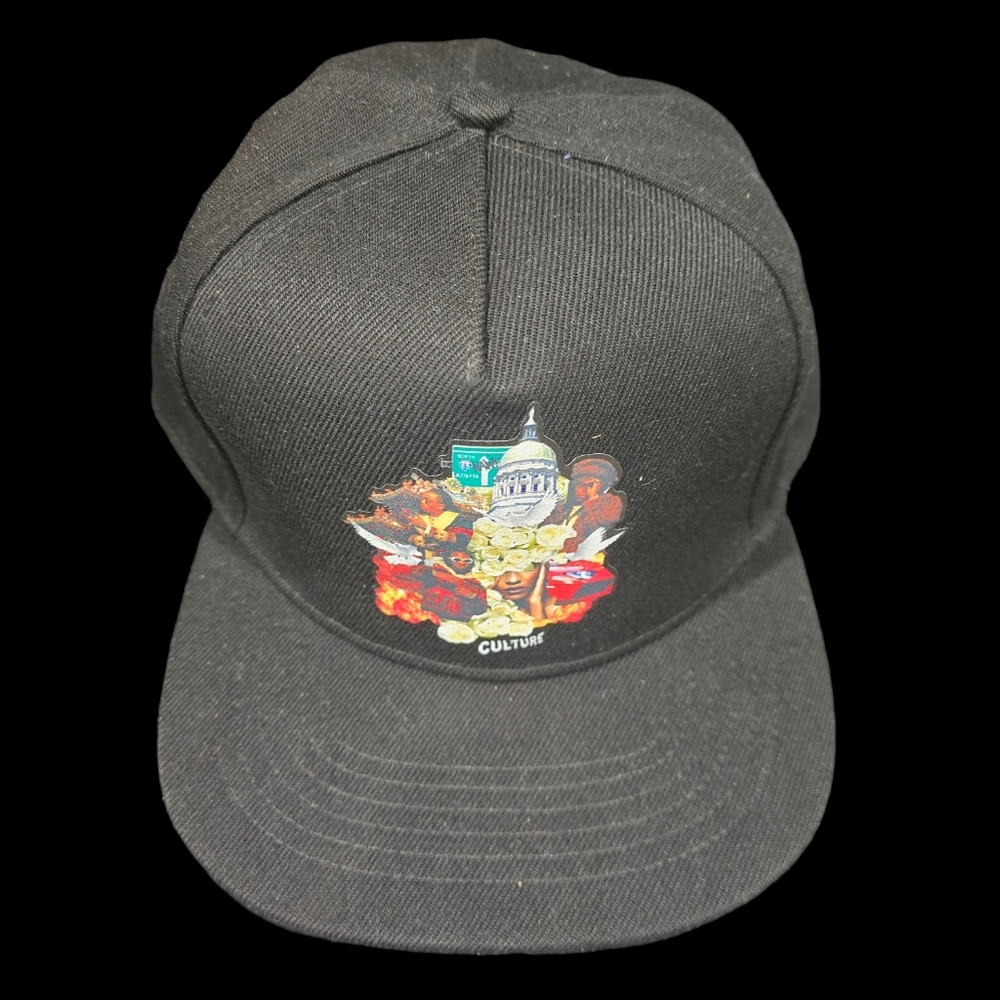 YRN - Migos Yung Rich Nation "CULTURE" Collage Snapback Black Hat OSFM Adj NWT